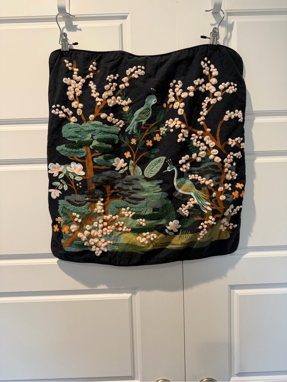 RIFLE PAPER CO. KYOTO GARDEN EMBROIDERED CUSHION COVER 56CM X 56CM